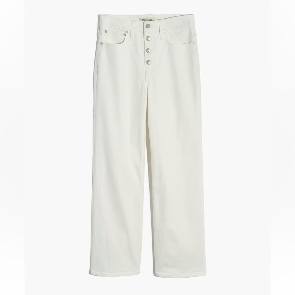 NWT Madewell Slim Wide-Leg Crop Jeans in Pure White: Button-Front Edition